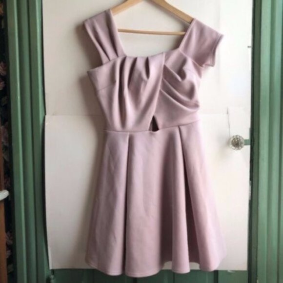 ASOS Purple Gray Fit Flare Tank Off Shoulder Dress